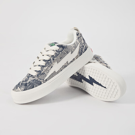 Lightning X Storm Picasso Gemälde gemeinsam von Blitzmännern und Frauenschuhen Rache Sturm kleine Duftbrotschuhe Erhöhten Paar Skateboardschuhe LS-699 Sternenhimmelblau 45