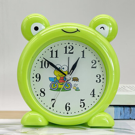 Creative cartoon little frog boy alarm clock cute child female student with internet celebrity desktop green watch ornament emerald green