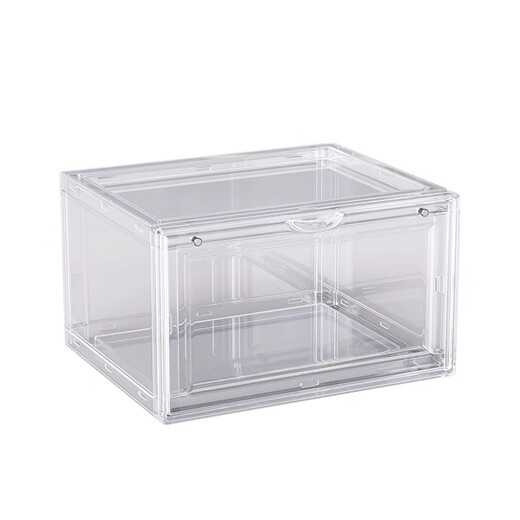 Fat Donglai's same style shoe storage box, transparent acrylic shoe box storage artifact, shoe cabinet, shoe rack, sneaker storage box, magnetic side opening door, 1 pack, 6 sides, high transparency, thickening and hardening, 38x27x21cm