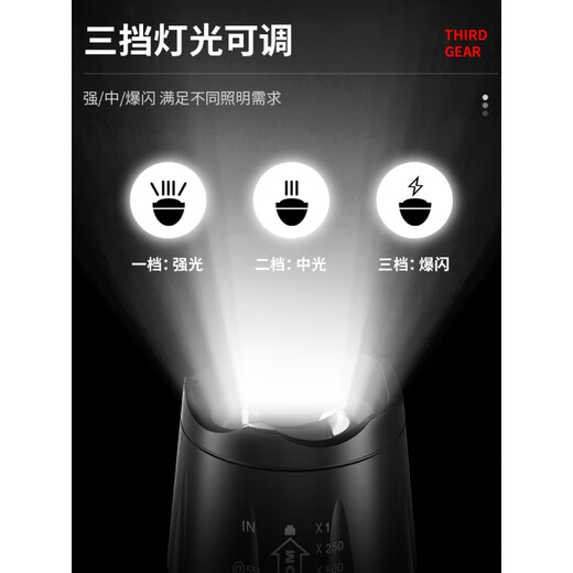 手电筒强光可充电超亮长续航远射便携家用户外耐用大容量迷你便携 9900K普亮_单档调光_USB直充