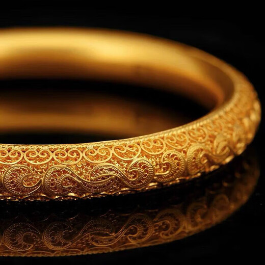 Xinxiangdu Bracelet Wedding Ancient Method Bracelet Filigree Bracelet Vietnamese Sand Gold Hollow Women's Bracelet Permanent Colorless Bracelet National Style Dragon and Phoenix Pair (Open) (With Gift Box)