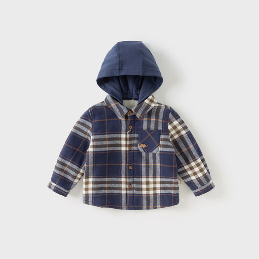 David Bella children's fleece jacket autumn and winter boys' long-sleeved plaid removable hood hoodie shirt