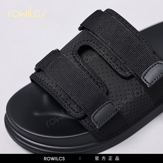 rowilcs品牌高端拖鞋男士2025新款夏季室外休闲拖鞋时尚百搭防滑男拖鞋男 黑色36601 39