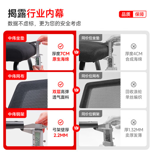 ZHONGWEI office chair computer chair bow conference chair employee chair ergonomic chair home study chair mesh chair
