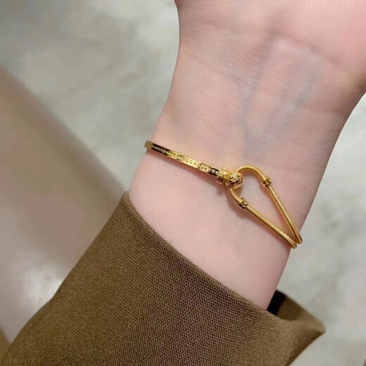 Fat Donglai same style 18K gold horseshoe buckle bracelet yellow buckle half bracelet bracelet ring for women 999 gold horseshoe buckle bracelet
