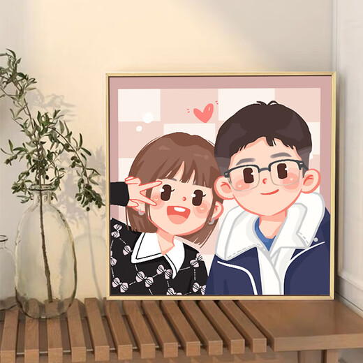 Shantou Lincun Wedding Gift Custom Digital Oil Painting Dy Fill Color Свадебные фотографии ручной роспись Акриловая декоративная живопись QX11150 20*20 см толщиной твердое дерево внутреннее кадре_highlight пигмент+