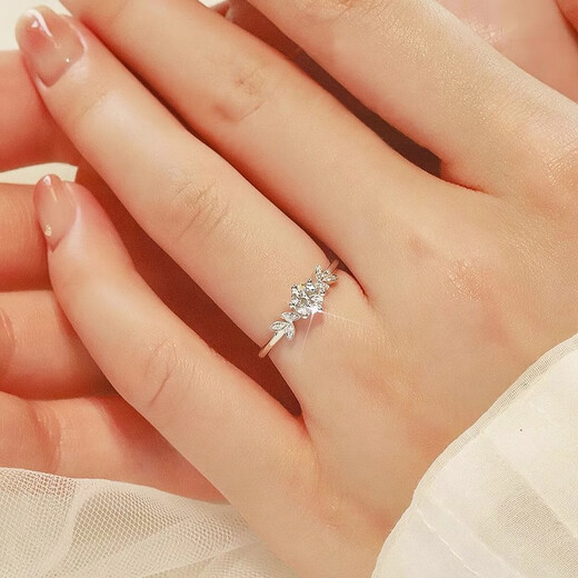 RHM platinum laurel ring women's moissanite diamond platinum ring women's high-end birthday and Valentine's Day gift for girlfriend platinum moissanite ring + certificate + gift box