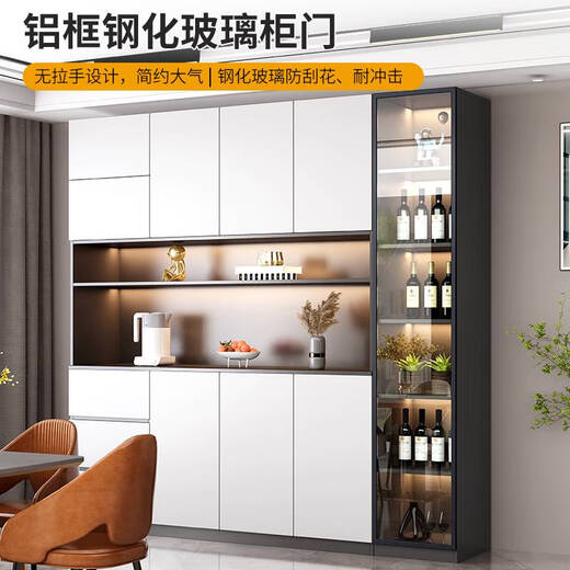接运猫餐边柜高柜一体靠墙现代简约家用酒柜茶水柜客厅收纳置物柜储物柜 款式12200*40*220cm包安装 双门