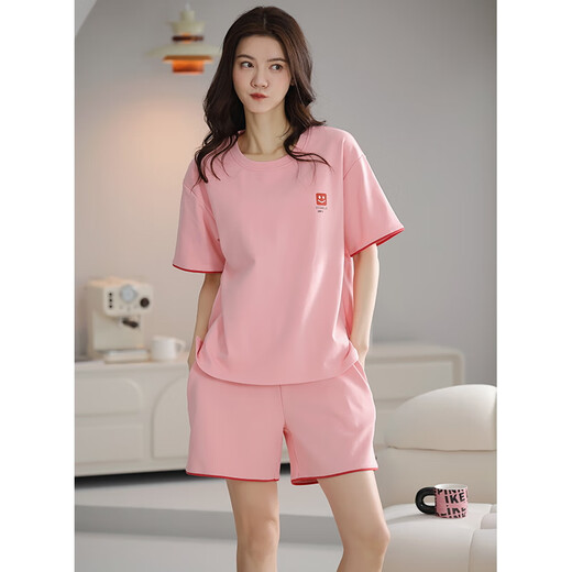 雅鹿纯棉夏季睡衣女士套头睡衣夏季短袖短裤舒适休闲家居服套装 Z9854 M 【建议80-100斤穿】