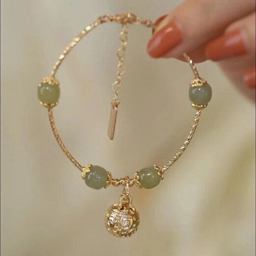 Palastdesign, Hotan Yu Bell-Armband, Armband für Frauen mit High-End- und personalisierten Geschenken, neuer Stil für Frauen Hanfu Light Luxus M1396 [Court Bell Armband]