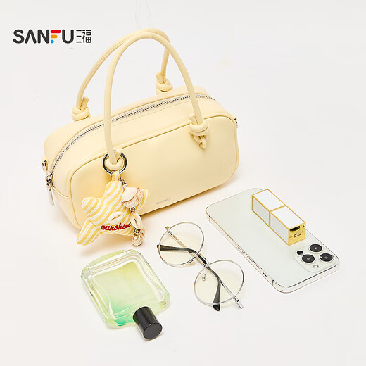 Sanfu Handbag Summer Island Roaming Bowling Bag Fashion Casual Boston Bag Women's Bag 503038 Blue Small