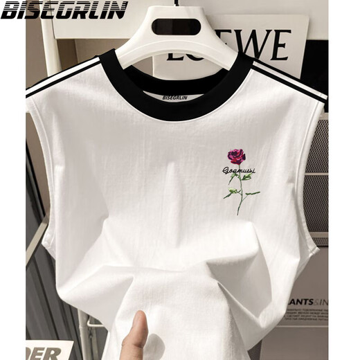 Bisegrlin Trendy American Pure Cotton Kurzärärmelt-T-Shirt für Männer und Frauen Sommer Personalisiertes Design Lose Paar Top White-K677 Schwarzes Front kleines Bild L.