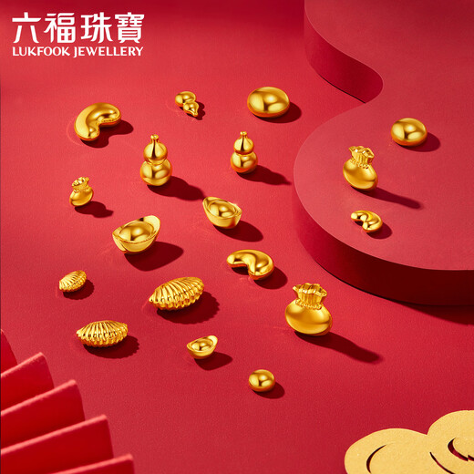 Lukfook jewelry pure gold to add wealth investment gold bars to attract wealth and treasure gold ingots gold ornaments gift single piece price about 1.00 grams