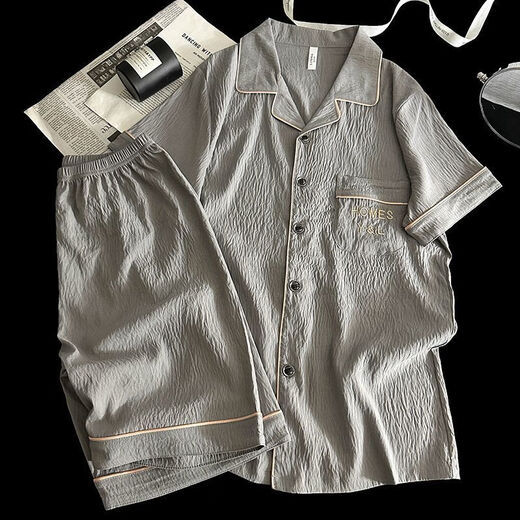 UKUHPK YUNDUO COTTON PAJAMAS MENS'S COURTS MANDES Été 2025 JUNIOR SCHOOL STATY STYLE CONSTUSSION LORD LOBTES LORTES COMPRISES HOME YUNDUO COTTON 12532 L Poids recommandé 100-130jin [Jin est égal à 0,5 kg]