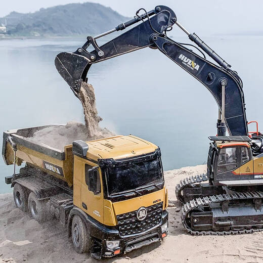 Zhouke Mining Dump Truck Large Remote Control Car Alloy Tipper Engineering Truck Charging Transport Mud Children's Electric Vehicle 6-Channel Dump Truck + Two Groups 1600 Battery Life About 200 + Free Maintenance Service