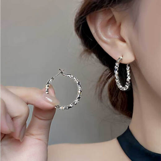 YIZUN. CHOMEL999 sterling silver earrings earrings retro gold Hong Kong style large earrings high-end 2025 new hot style earrings 999 silver needles - silver broken silver earrings