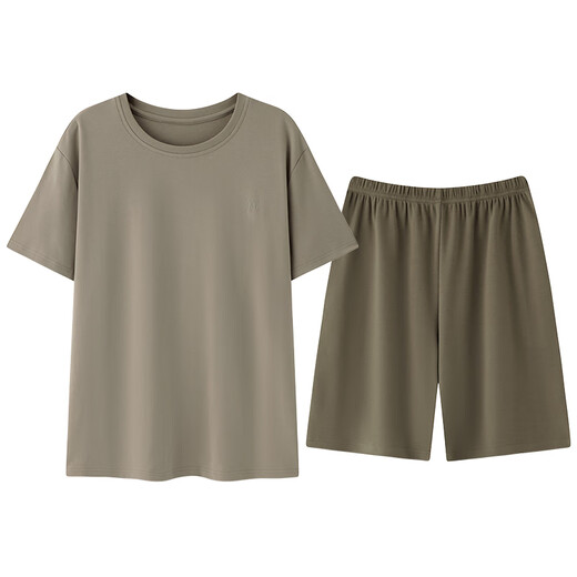 Yalu Dad Pyjamas Sommer reines Baumwollshorts Kurzfilme runder Hals lässig Feste Farbe Großgröße Herrenhauskleidung Set 13601# Hellgrüne Pure Cotton Shorts XL [Vorgeschlagen 120-140jin [Jin gleich 0,5 kg]]