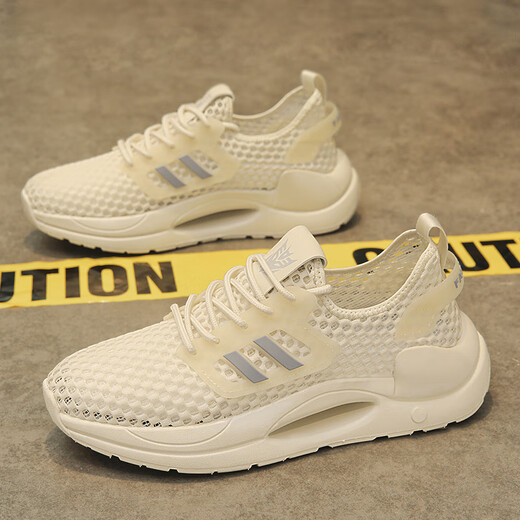 
Remtin men's shoes summer 2024 hollow new mesh casual breathable mesh running trendy shoes lightweight mesh shoes 9901 beige 44