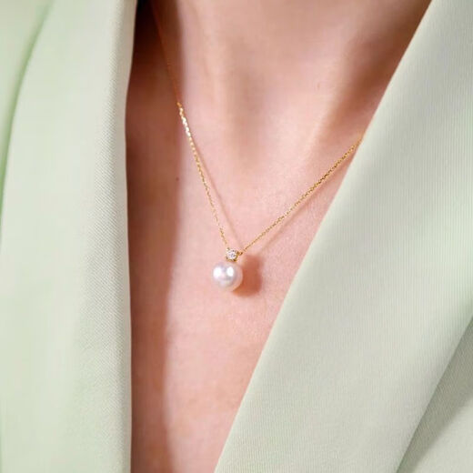 Japanese akoya seawater pearl pendant princess necklace 18K gold South African diamond heavenly natural red hot style Japanese akoya seawater pearl pendant princess necklace