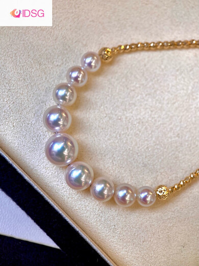 OIDSG Jewelry Goddess 5-8mm Crescent Pearl Necklace Pearl Pendant White Translucent Pink 38+5cm cm Adjustable