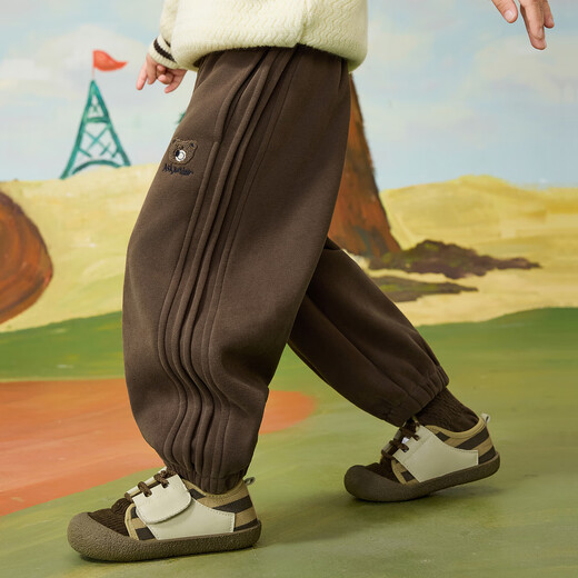 ASK JUNIOR children's pants 2025 winter children's thickened warm brushed bloomers boys retro casual pants