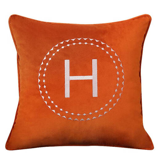 Leichte luxuriöse Wohnzimmersofa Kissenmodellraum Weiche Möbelkissen orange gestickte Pferdehöfe Kissen Kissen Kissenkissen enthalten keinen Kern Orange My679 (45*45 cm) Kissenkissen Kissenkoffer nicht enthalten