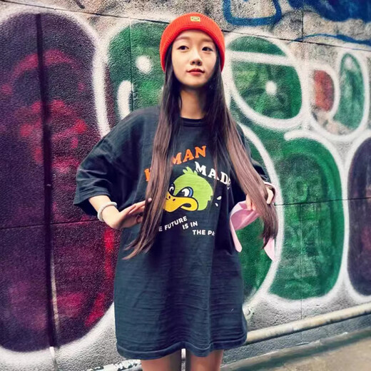 LEE KIDS日系美式潮牌human龙年限定短袖男士情侣夏季卡通动物T恤女上衣 3892黑色 XL