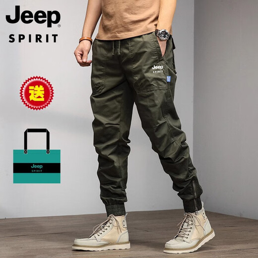 JEEP SPIRITJEEP吉普工装裤男新款春秋夏季运动纯棉束脚裤百搭山系休闲长裤子 卡其(夏款JP679) 28 85-100斤