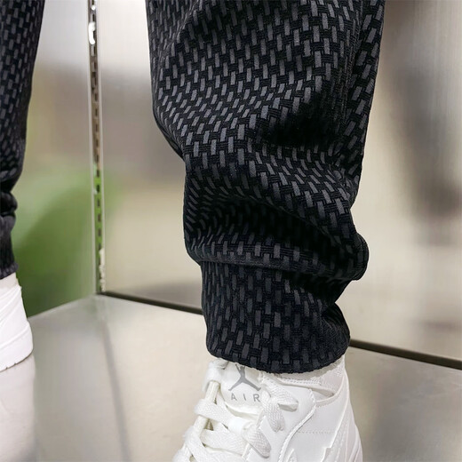 御魂提花休闲裤男秋季潮流百搭垂感小脚裤型哈伦束脚裤轻奢男装 630款黑色 33 【150-160斤】