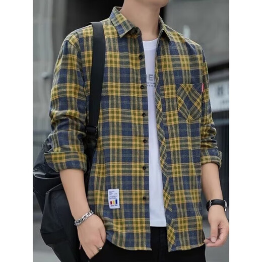 С чистым официальным сайтом Yishion Rettice Casual Room Men's Spring и осенью рубашки с длинными рукавами корейская топ-ретро Retro Lose Summer Thin K12109 Blue (с флисом 3xl 160-175Jin [Jin равняется 0,5 кг]