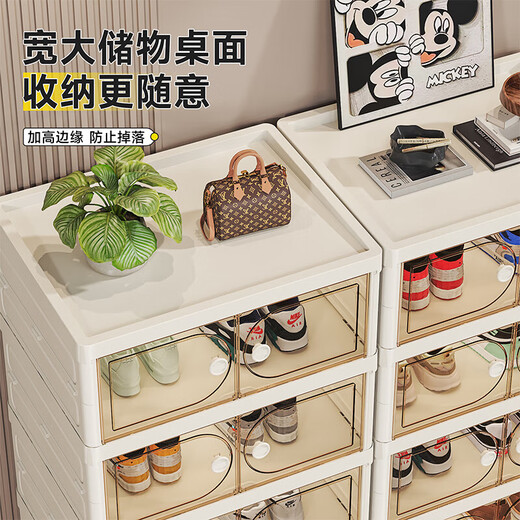 Shoe cabinet storage cabinet integrated wall-mounted transparent shoe storage artifact home door plastic shoe rack shoe box storage box double row flip door 6 layers 12 pairs of shoes - can hold 48 size AJ shoes