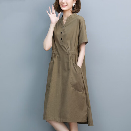 Egeangy Light Luxury Brand Kleid für Frauen 2025 Sommer neuer kurzärmeliger, lose modische und vielseitige Pendler-High-End-Rock-Marine Blue M ist für rund 90-110jin geeignet [Jin ist gleich 0,5 kg]