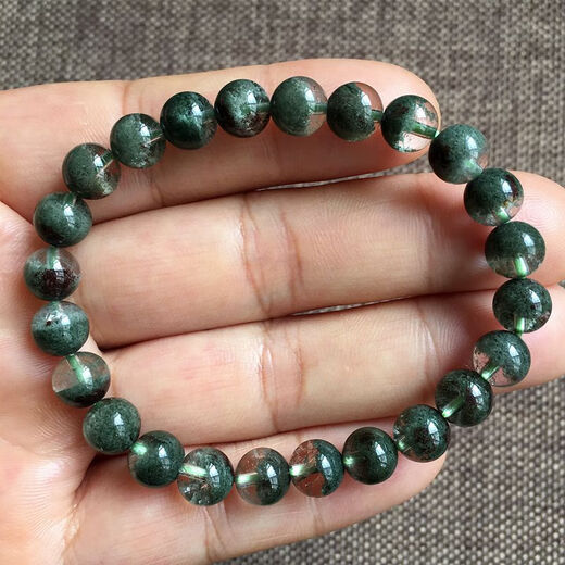 Aeteey绿幽灵手串巴西绿幽灵聚宝盆手链晶体干净绿幽灵手串男女款一物一 9214#7.5mm