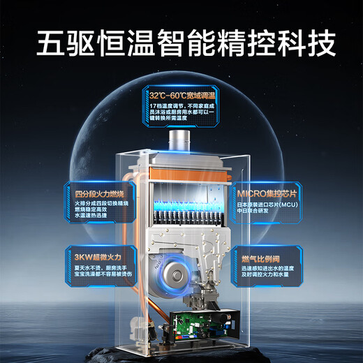 NORITZ Huixin Jingjie 16-liter gas water heater natural gas, first-level silence, precise control of constant temperature, silver ion antibacterial, small size and large water volume 16EQ42FEX