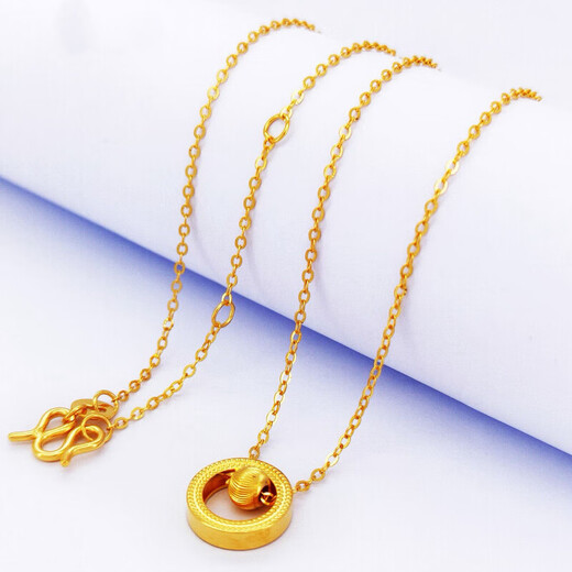 Genuine Fengxiang 18K Huang Gold Cat's Eye Transfer Bead Necklace London Gold 18K Clavicle Chain as a Valentine's Day Gift for Wife Cat's Eye Transfer Bead Necklace