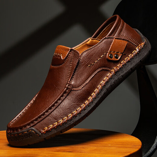 Huilijun Semi-soportado a mano zapatos para hombres de costura al aire libre con un pie plano de cuero plano Dad Dad Pad Size Boots 9916 Amarillo Brown 43