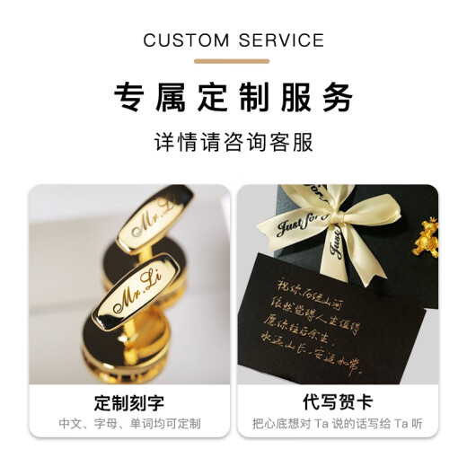 赐帛永动上弦陀飞轮机芯高端法式袖扣男士轻奢袖口定制衬衫西装袖钉礼 枪色 瑞士机芯2代永动防尘玻璃