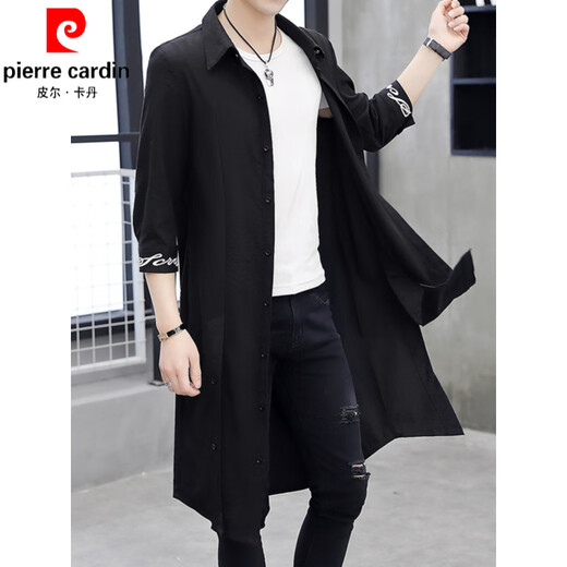 Pierre Cardin Vêtements de crème solaire de mi-longueur pour hommes pour les jeunes hommes à manches à manches à manches mi-manches sur le genou de la marque de vent respirant Brand tendance beau manteau polyvalent mince 902 noir m 110jin [Jin est égal à 0,5 kg]