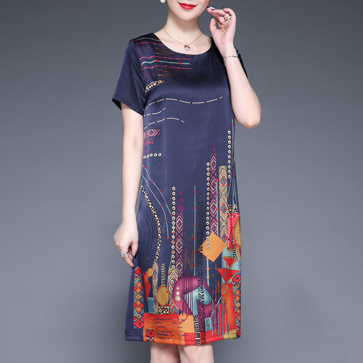 Wang Xiaoya Robe pour femmes pour femmes 2025 Été Nouveau style à la mode élégante décontractée polyvalente d'âge moyen et imprimé de personnes âgées à jupe longue luxe Luxury L