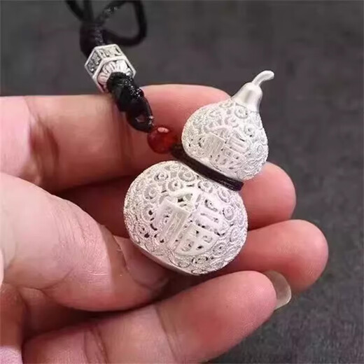 KZD999 sterling silver men's and women's pendant with Ruyifu character hollow out full silver gourd pendant gift 7.88g sold out and 10 pieces left