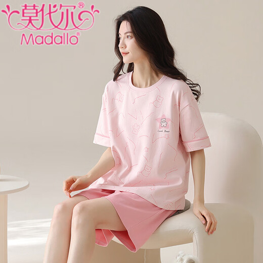Modal Pyjamas Frauen neue Sommer kurzärmelige Kurzfilme Baumwolle rundes Hals Dünner, rosa Kleidungsstückset können außerhalb von Z9859 M empfohlen werden 80-100jin [Jin entspricht 0,5 kg]