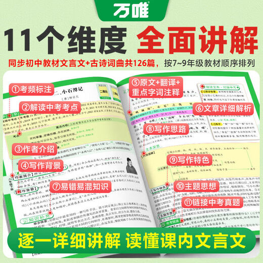 
20.25 million Wanwei Junior High School Entrance Examination Junior High School Classic Chinese Complete Interpretation 4th Edition People's Education Edition Chinese Special Textbooks First, Second, Junior High School Grade 1, Second, Junior High School Grade 3, Eighty and Ninety-seven Grades Must Memorize Ancient Poems and Classical Chinese Complete Interpretation Reading Training (25th Edition) Complete Interpretation of Classical Chinese Common Junior High School