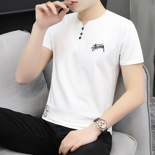 Gulan Dili Hangzhou Four Seasons Grüne Herrenkleidung Guangdong Guangzhou Dreizehn Linie Herren Kurzarm T-Shirt Sommer 2025 Sticked Herren-Türbox-Kragen weiß 691 Modell M 85-115jin [Jin gleich 0,5 kg]