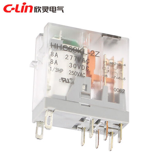 Yuechangsheng Xinling thin intermediate relay HHC69KL-2Z replaces Izumi RJ2S-CL two sets of contact capacity 8A relay + base AC AC220V