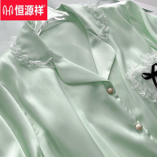 Hengyuanxiang pijama de seda de hielo para mujeres en verano estilo princesa de manga corta set de ropa para el hogar sexy encaje 2025 nuevo verano lindo yx9201 abierto/camiseta doble mascota corta gato m 80-100Jin [Jin iguala 0.5 kg]