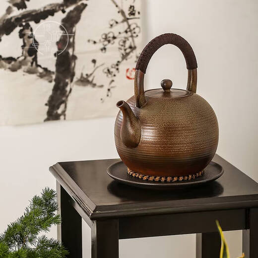 Yusen Yi Buddha-Quantity Pot, bois de chauffage, grande capacité, vieille boue rocheuse, thé, eau bouillante, pur pot à la main à la main de style japonais, pins, cyprès, bustha-buddha en bois 13662, 2300 ml, plus de 1l