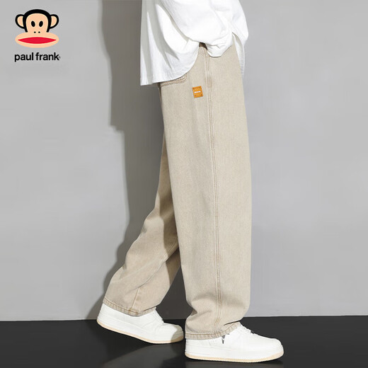 Big mouth monkey (paul frank) trendy brand jeans men's autumn and winter vertical straight wide leg scimitar sports casual loose work long pants Khaki 76H official authentic L recommended 120-140Jin Jin equals 0.5 kg
