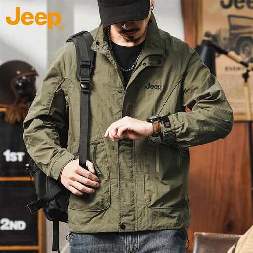 Jeep (JEEP) jacket men's spring and autumn jacket men's jacket casual loose charge work tops men's clothing military green XL