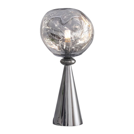 He Jiangong's bedside lamp decorative light luxury desk lamp Nordic modern simple glass designer living room bedroom model room lamp M1047 smoke gray large button switch
