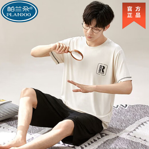 
Palando Modal men's pajamas summer short-sleeved shorts plus a large size loose thin summer home clothing set 6624 3XL 160-180Jin [Jin equals 0.5 kg]